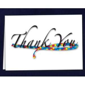  Autism Ribbon Note Cards   Thank You (12 boxes of 12 cards 