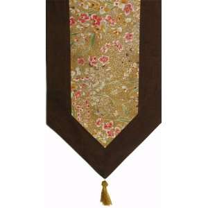   Wall Hanging   Japanese Kimono Silk Print   Brown/Gold