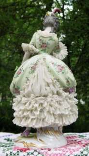 Large Volkstedt Dresden porcelain Lace Ballerina figurine 9 Tall 