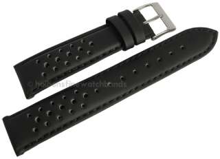   Black Silicone Rubber Perforated Mens Racing Watch Band Strap  