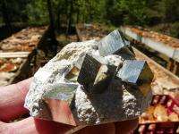 Lusterous Pyrite Cubes on Matrix _ Navajun Mine, Spain  