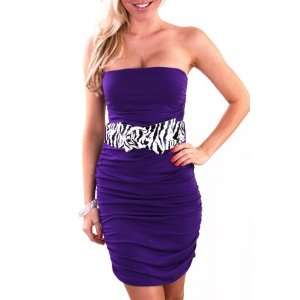 Purple Zebra Belt Strapless Mini Dress   L: Everything 