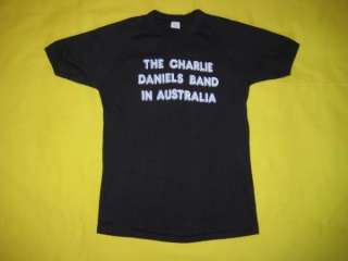 Vtg THE CHARLIE DANIELS BAND IN AUSTRALIA 70s LOCAL CREW TOUR T SHIRT 
