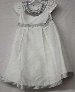 BISCOTTI SILVER AND WHITE DRESS FOR GIRLS 3T 4T  