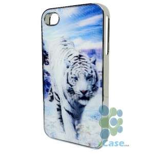 White Bengal Tiger 3D Pattern Lenticular Print Chrome Cover Case 