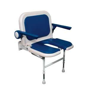  AKW Wide U Shaped Padded Fold Up Shower Seat with Back and 