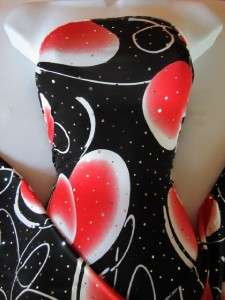   STRETCH POLY LYCRA FABRIC GREAT SEQUINS RED BLACK WHITE PRINT  