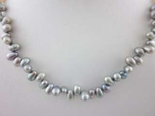 DESIGNER Grey White Pearl Strand Cluster Necklace  