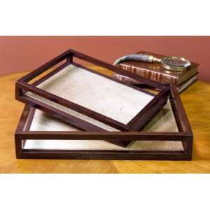  Posner Modern Hair on Hide Leather & Wood Tray   Small 