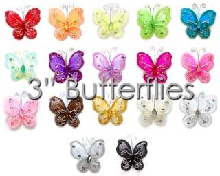 12   2 Nylon Craft BUTTERFLY Glitter Wire Crystal  