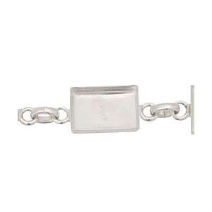  Silver (plated) Rectangle Bezel Link Bracelet 18x12mm 