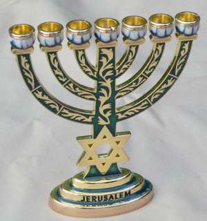   MENORAH 4 Jewish Lamp Candelabra David Star Judaica Holy Land  