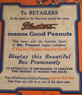   Chocolate Co. 1920s Cardboard Candy Bar Box Display Mr. Peanut  