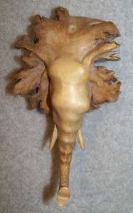 Bali Parasite Wood Carve Rosette Elephant Head Figurine  