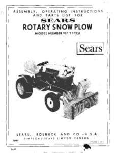 Craftsman Snow Thrower Attach. Manual # 917.251351  