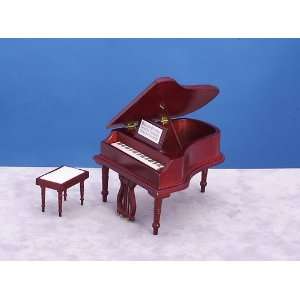   Square Miniatures Dollhouse Baby Grand Piano with Bench Toys & Games