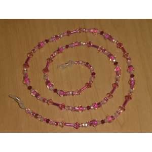   Rose Swarovski Crystal Pink Bead Mix Eyeglass Chain 