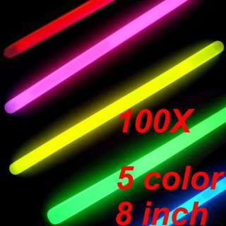 100X 8 Glow Stick bracelets Party Wedding 5 Colors  