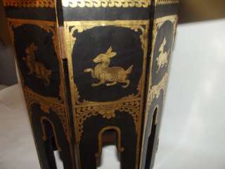 Antique Burmese Black Lacquer Gate Leg table  