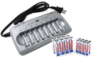   TN145 8 Bay AA/AAA Battery Charger + Premium 16 AA NiMH Batteries