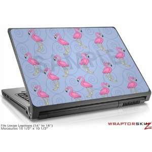  Large Laptop Skin Flamingos on Blue: Electronics