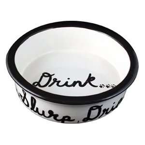  Melia ceramic dog bowl, 14 cup Script Drink dog bowl 