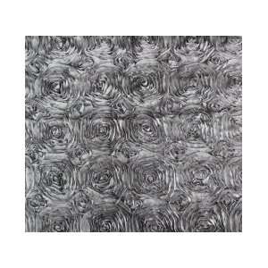  Rosette Satin Silver Fabric By the Yard: Everything Else