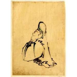 1830 Japanese Print . Fukurokuju, the god of wisdom, wealth, long life 