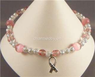 BREAST CANCER Awareness Ankle Bracelet Anklet w/ Charm  