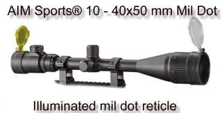 AIM Sports® 10 40x50 mm Rangefinder Reticle Rifle Scope with Dual 