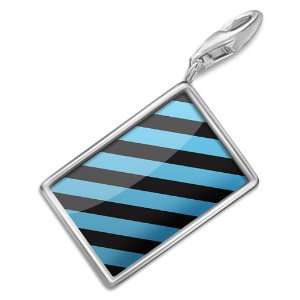 Blue horizontal stripe design / pattern   Charm with Lobster 