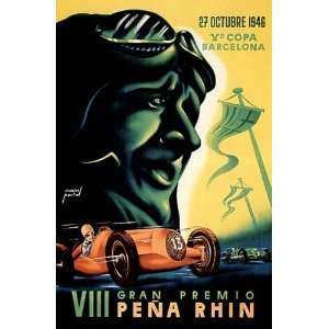 VIII CAR RACE GRAND PRIX 1946 BARCELONA PENA RHIN SPAIN SMALL VINTAGE 