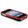 Red/Black 3 Piece Cup Hard CASE Cover+PRIVACY FILTER Film for iPhone 4 