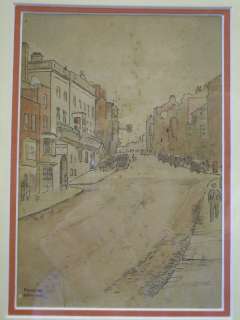 Watercolor and Ink Painting of a Street in 1926  