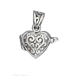  Sterling Silver Small Puffed Heart Locket Pendant Jewelry