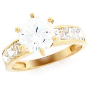    10k Gold 3.2ct Round CZ Channel Set Engagement Ring: Jewelry