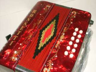 Rossetti 31 Button Accordion 12 Bass, Case, ADG, RED  