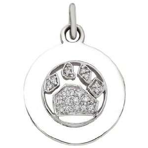  Round Tag with Open Paw Print Charm   Sterling Jewelry