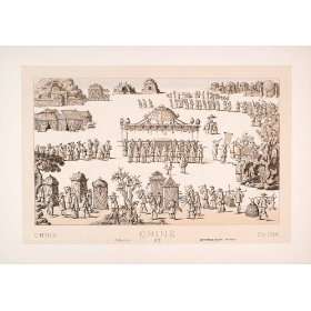 : 1888 Chromolithograph Chinese Funeral Procession Traditional Custom 