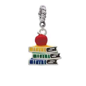  Enamel School Books with a Red Apple Charm Dangle Pendant 