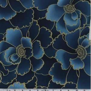 45 Wide Imperial Collection 5 Large Lotus Spring Teal Fabric By The 
