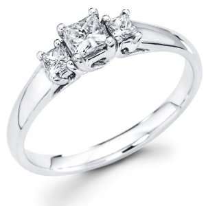 Trellis Design Three Stone Princess Diamond Engagement Ring (0.42 ctw)
