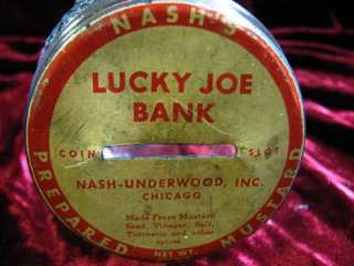 RARE NASHS MUSTARD LUCKY JOE BANK FACE JAR CHICAGO  
