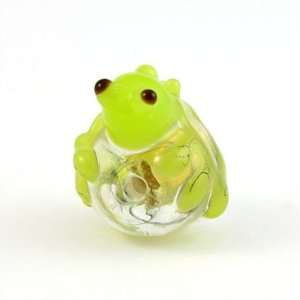  20mm Green Frog on Clear Foil Glass Bead: Arts, Crafts 