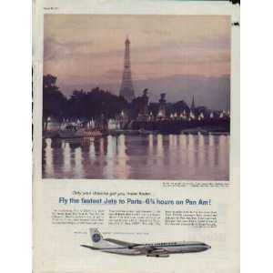 Fly the fastest Jets to Paris, 6 3/4 hours on Pan Am  1960 Pan 