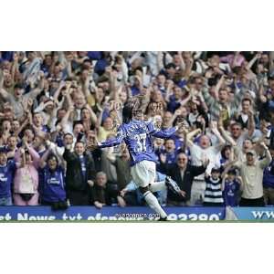 Everton v Manchester United Manuel Fernandes celebrates scoring the 