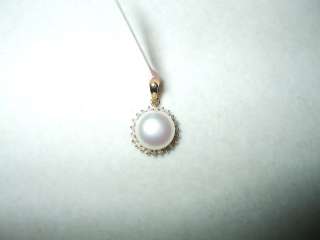 White Pearl & Diamond Pendant 14K yellow gold $340  