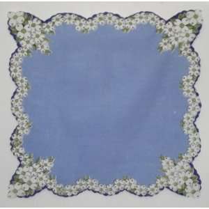  Vintage Ladies Handkerchief White dogwood Flowers 