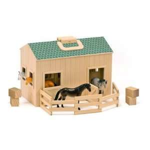    Fold & Go Mini Stable by Melissa & Doug with 4 horses Toys & Games