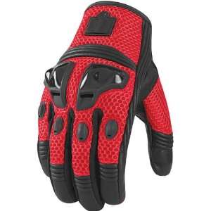   Leather/Mesh Street Racing Motorcycle Gloves   Red / Large Automotive